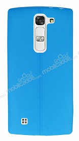 LG G4c Deri Desenli Ultra nce Mavi Silikon Klf