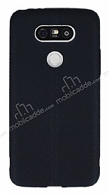 LG G5 Deri Desenli Ultra nce Siyah Silikon Klf
