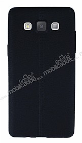 Samsung Galaxy A5 Deri Desenli Ultra nce Siyah Silikon Klf