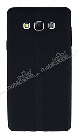 Samsung Galaxy A7 Deri Desenli Ultra nce Siyah Silikon Klf