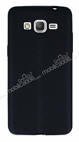 Samsung Galaxy Grand Prime / Prime Plus Deri Desenli Ultra nce Siyah Silikon Klf