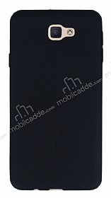 Samsung Galaxy J5 Prime Deri Desenli Ultra nce Siyah Silikon Klf