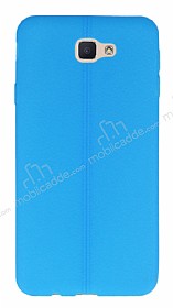 Samsung Galaxy J5 Prime Deri Desenli Ultra nce Mavi Silikon Klf
