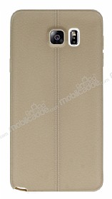 Samsung Galaxy Note 5 Deri Desenli Ultra nce Krem Silikon Klf