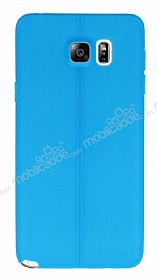 Samsung Galaxy Note 5 Deri Desenli Ultra nce Mavi Silikon Klf