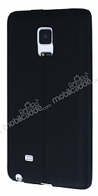 Samsung Galaxy Note Edge Deri Desenli Ultra nce Siyah Silikon Klf