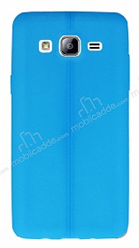 Samsung Galaxy On5 Deri Desenli Ultra nce Mavi Silikon Klf