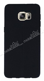Samsung Galaxy S6 Edge Plus Deri Desenli Ultra nce Siyah Silikon Klf