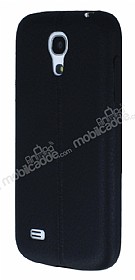 Samsung i9190 Galaxy S4 mini Deri Desenli Ultra nce Siyah Silikon Klf