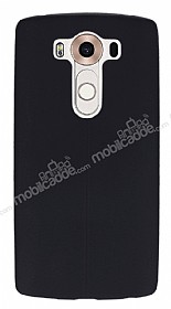 LG V10 Deri Desenli Ultra nce Siyah Silikon Klf