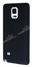 Samsung N9100 Galaxy Note 4 Deri Desenli Ultra nce Siyah Silikon Klf