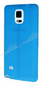 Samsung N9100 Galaxy Note 4 Deri Desenli Ultra nce Mavi Silikon Klf