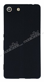 Sony Xperia M5 Deri Desenli Ultra nce Siyah Silikon Klf