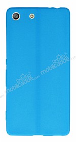 Sony Xperia M5 Deri Desenli Ultra nce Mavi Silikon Klf
