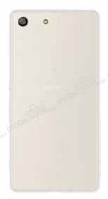 Sony Xperia M5 Deri Desenli Ultra nce effaf Beyaz Silikon Klf