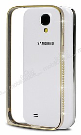 Eiroo Shine Samsung i9500 Galaxy S4 Tal Metal Bumper ereve Gold Klf