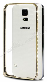 Eiroo Shine Samsung i9600 Galaxy S5 Tal Metal Bumper ereve Gold Klf