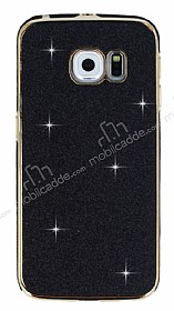 Eiroo Shiny Samsung Galaxy S6 Edge Simli Siyah Silikon Klf