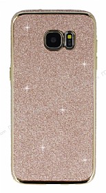 Eiroo Shiny Samsung Galaxy S7 Edge Simli Rose Gold Silikon Klf