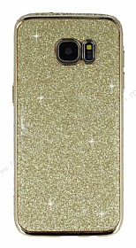 Eiroo Shiny Samsung Galaxy S7 Edge Simli Gold Silikon Klf