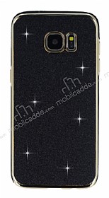 Eiroo Shiny Samsung Galaxy S7 Edge Simli Siyah Silikon Klf