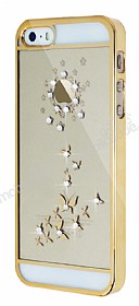 Eiroo Signet iPhone SE / 5 / 5S Tal Desenli Gold effaf Rubber Klf
