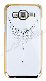 Eiroo Signet Samsung Galaxy J5 Tal Desenli Gold effaf Rubber Klf