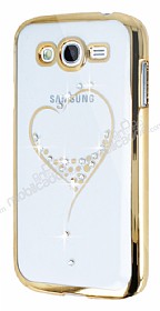 Eiroo Signet Samsung i9082 Galaxy Grand Duos Tal Desenli Gold effaf Rubber Klf