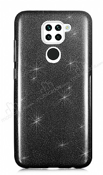 Eiroo Silvery Xiaomi Redmi Note 9 Simli Siyah Silikon Klf