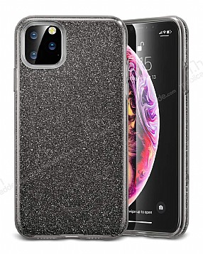 Eiroo Silvery iPhone 11 Pro Max Simli Siyah Silikon Klf