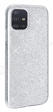 Eiroo Silvery Samsung Galaxy A51 Simli Silver Silikon Klf