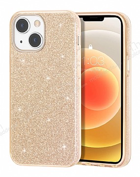 Eiroo Silvery iPhone 13 Simli Gold Silikon Klf