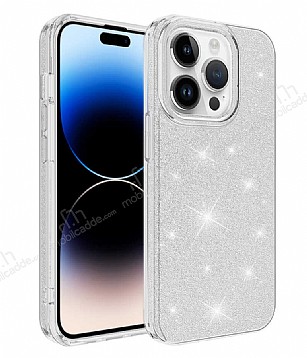 Eiroo Silvery iPhone 14 Pro Simli Silver Silikon Klf