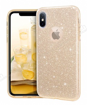 Eiroo Silvery iPhone X / XS Simli Gold Silikon Klf