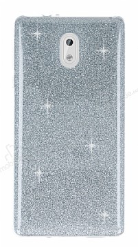 Eiroo Silvery Nokia 3 Simli Silver Silikon Klf