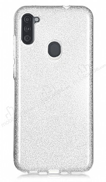 Eiroo Silvery Samsung Galaxy A11 Simli Silver Silikon Klf