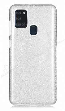 Eiroo Silvery Samsung Galaxy A21s Simli Silver Silikon Klf