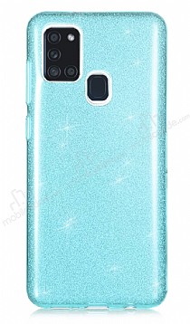 Eiroo Silvery Samsung Galaxy A21s Simli Mavi Silikon Klf