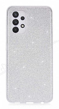 Eiroo Silvery Samsung Galaxy A32 4G Kamera Korumal Simli Silver Silikon Klf