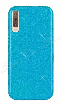 Eiroo Silvery Samsung Galaxy A50 Simli Mavi Silikon Klf