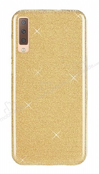 Eiroo Silvery Samsung Galaxy A50 Simli Gold Silikon Klf