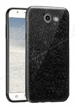 Eiroo Silvery Samsung Galaxy A7 2017 Simli Siyah Silikon Klf