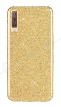 Eiroo Silvery Samsung Galaxy A7 2018 Simli Gold Silikon Klf