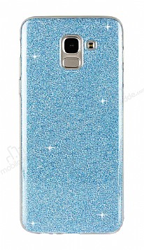 Eiroo Silvery Samsung Galaxy J6 Plus Simli Mavi Silikon Klf