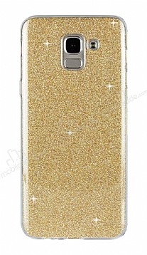 Eiroo Silvery Samsung Galaxy J6 Plus Simli Gold Silikon Klf