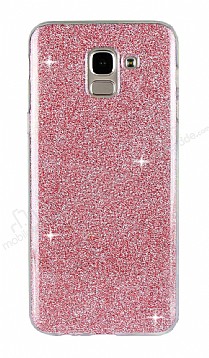 Eiroo Silvery Samsung Galaxy J6 Plus Simli Krmz Silikon Klf