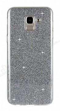 Eiroo Silvery Samsung Galaxy J6 Plus Simli Siyah Silikon Klf