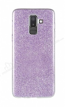 Eiroo Silvery Samsung Galaxy J8 Simli Mor Silikon Klf
