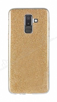 Eiroo Silvery Samsung Galaxy J8 Simli Gold Silikon Klf