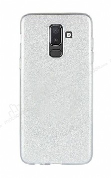 Eiroo Silvery Samsung Galaxy J8 Simli Silver Silikon Klf